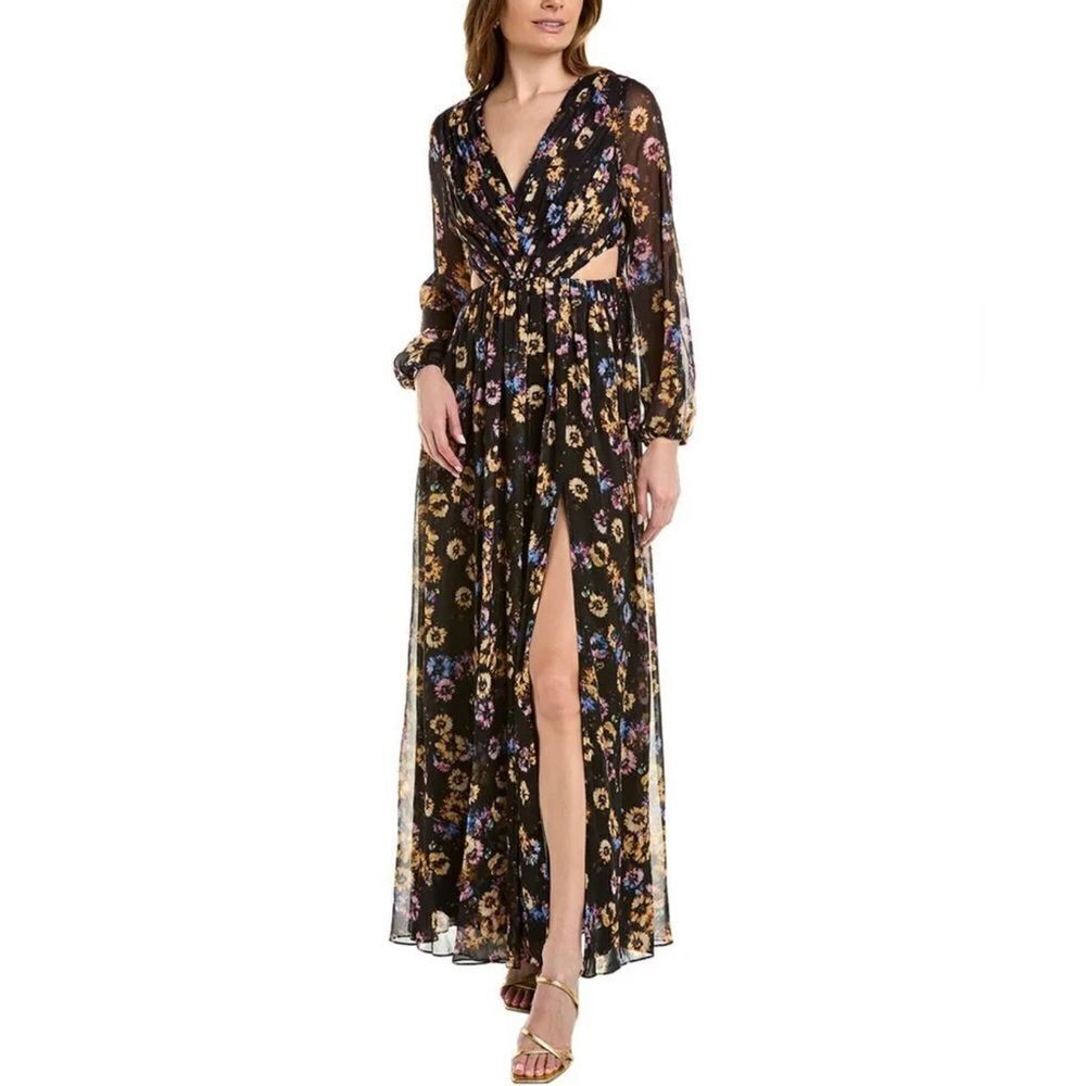 Aidan by Aidan Mattox Floral Pleated Chiffon Gown size 0